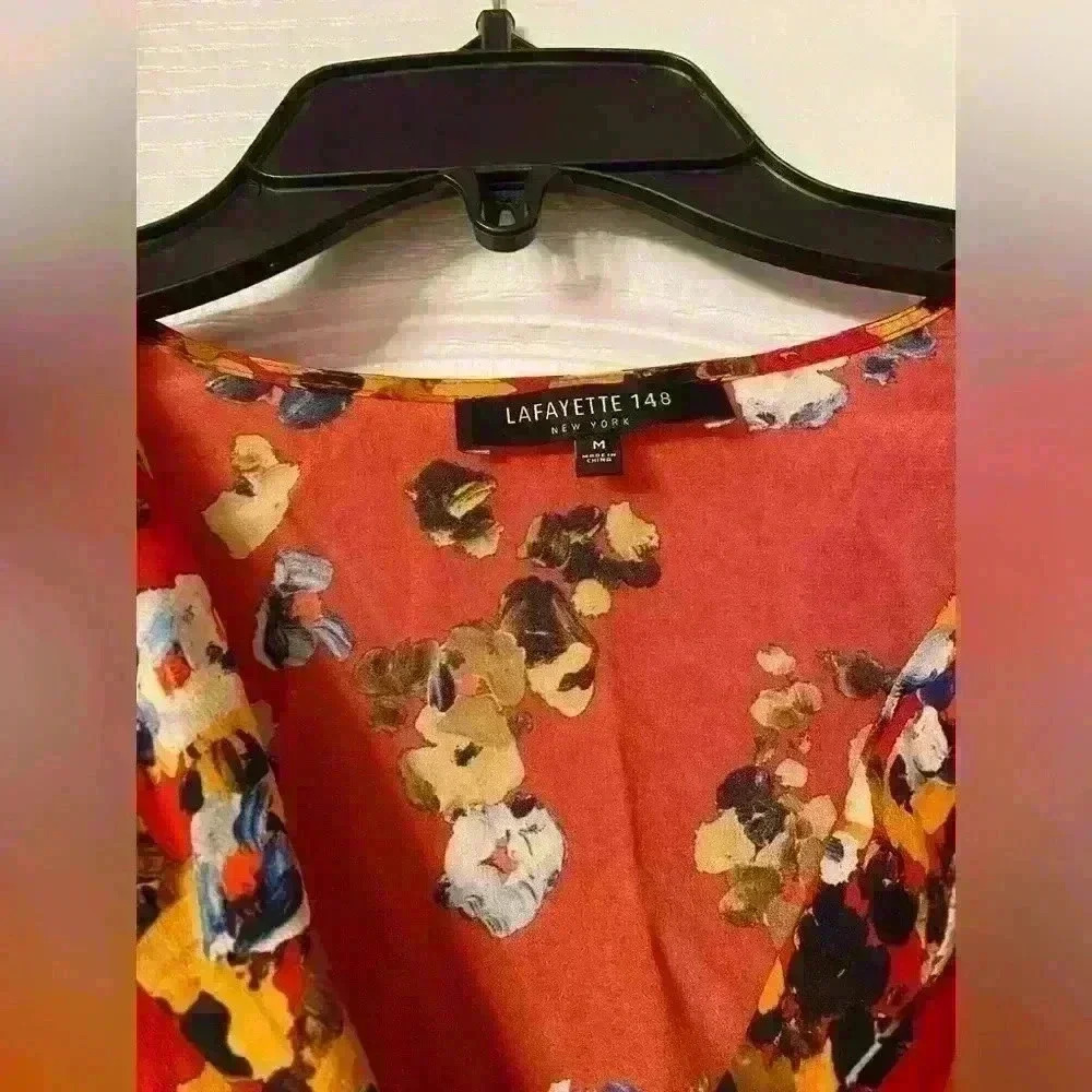 Lafayette 148 New York Sela Floral Print Silk Blouse - Picture 2 of 6